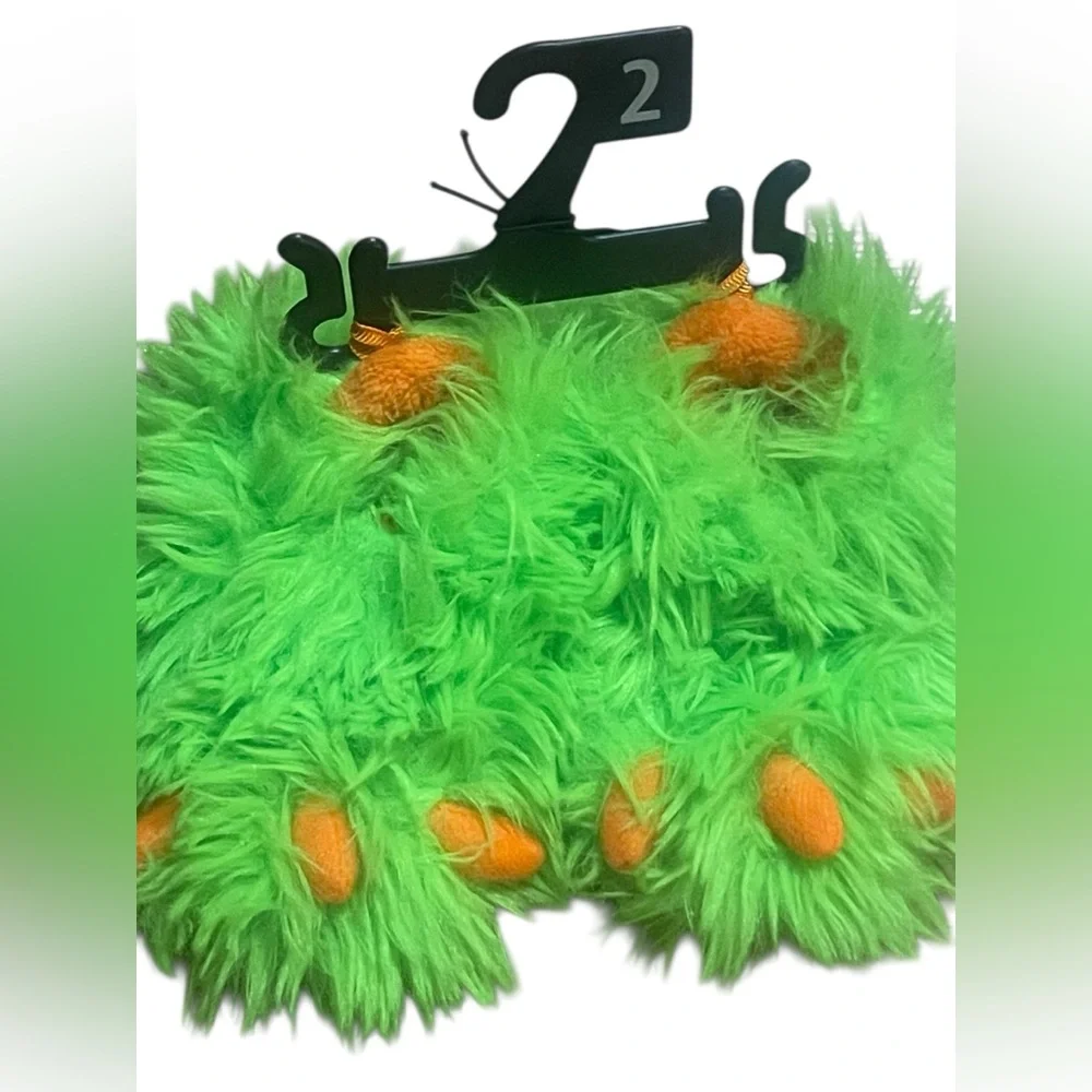 NWT Wonder Nation Baby Dinosaur Slippers Green Fuzzy Soft Claw Booties Size 2‎